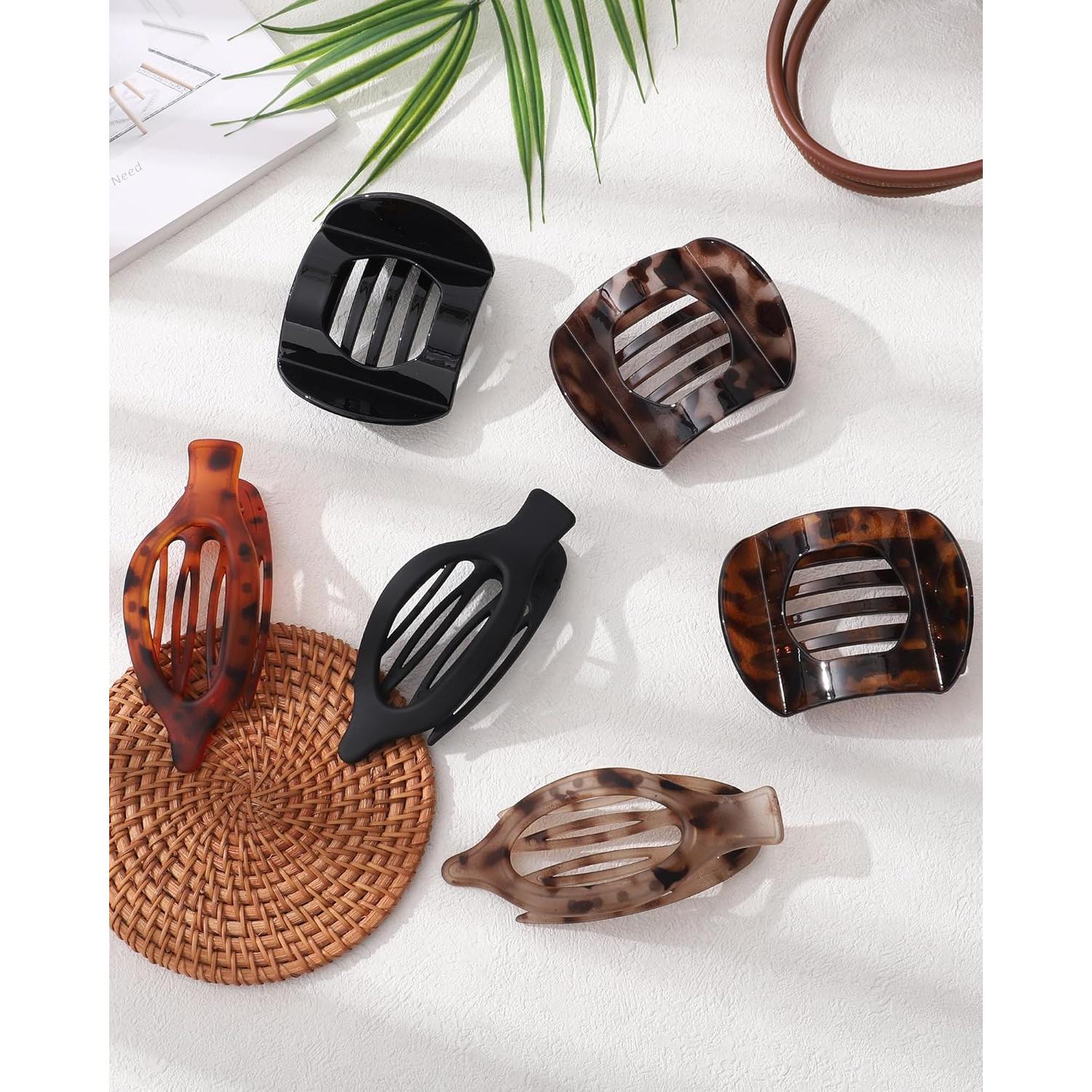 6 Clips de Pelo Franceses Planos Leopardo - Fuerte Sujeción