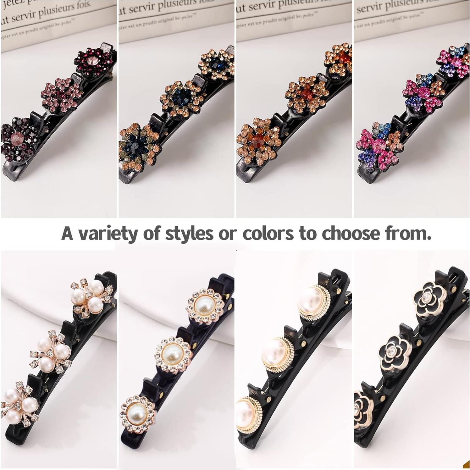 Set de 8 Clips para el Cabello Trenzados XIACIBDUS con Strass