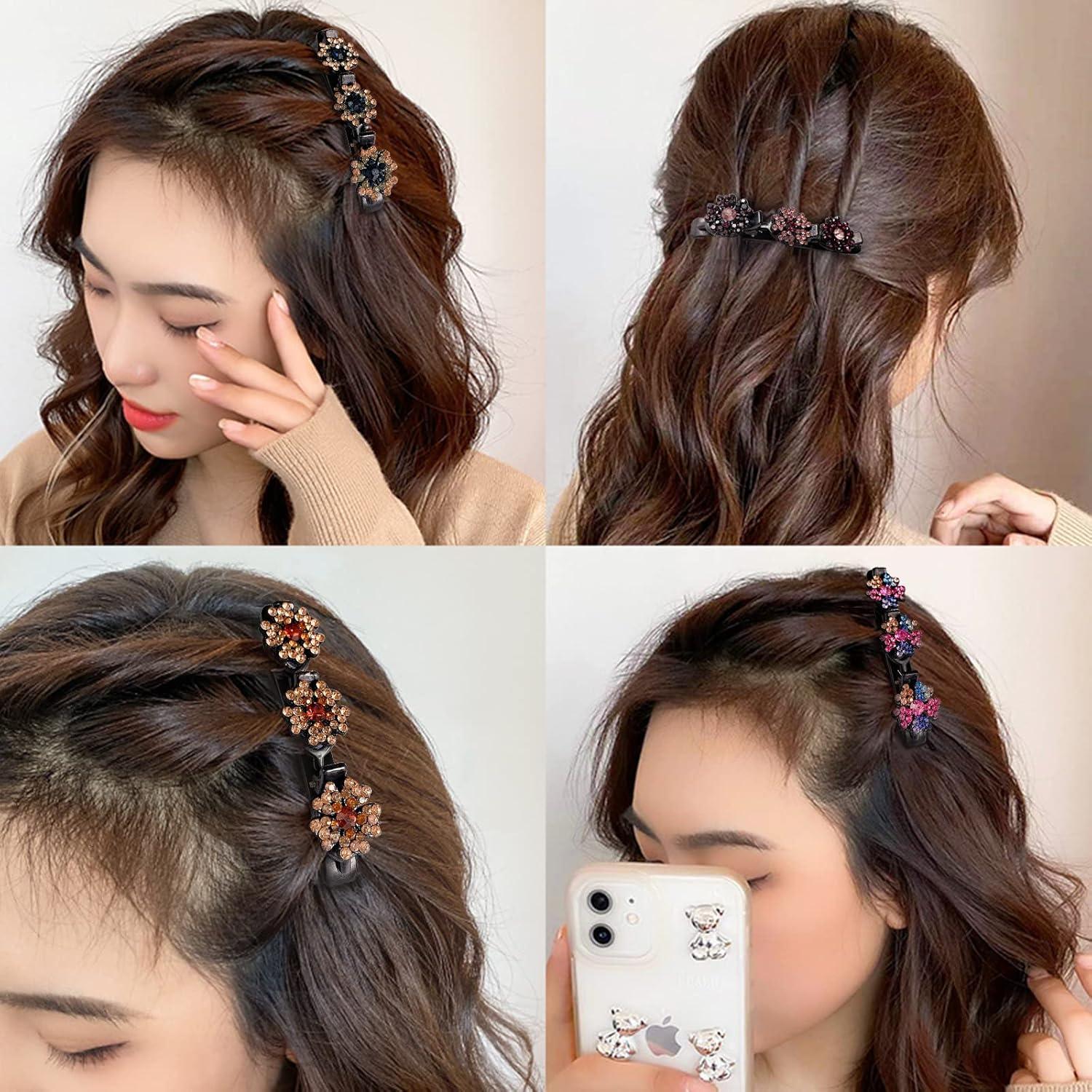 Set de 8 Clips para el Cabello Trenzados XIACIBDUS con Strass