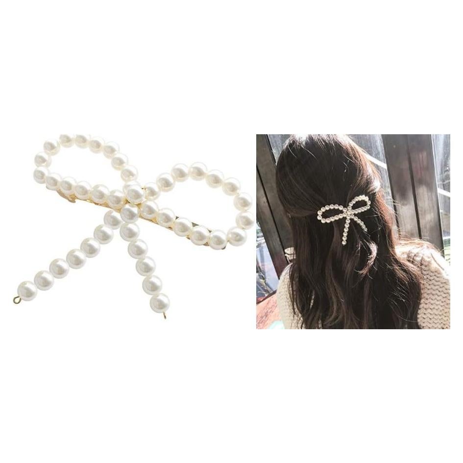 Clip de Pato Elegante Pluzmecalm con Lazo de Perla Blanca