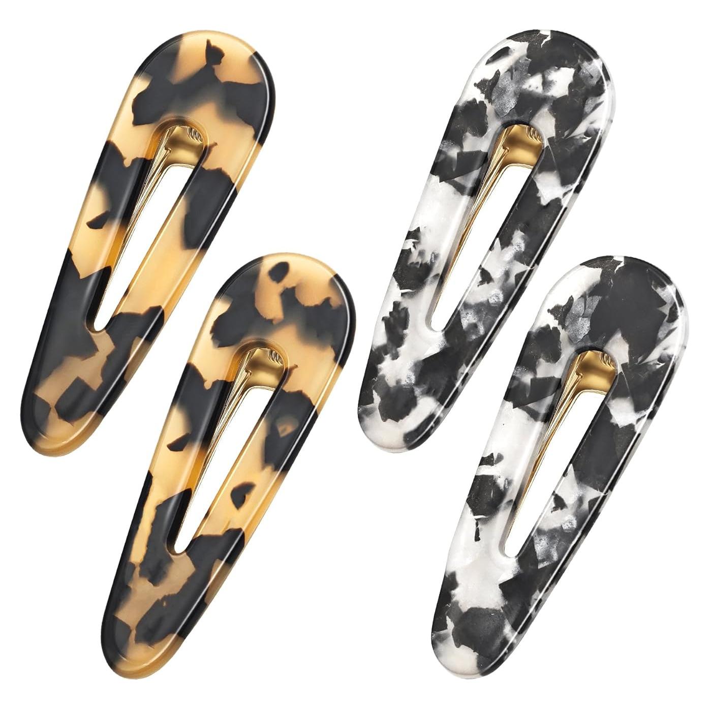 Pinzas para el cabello YIERSO de acetato negro 4 unidades