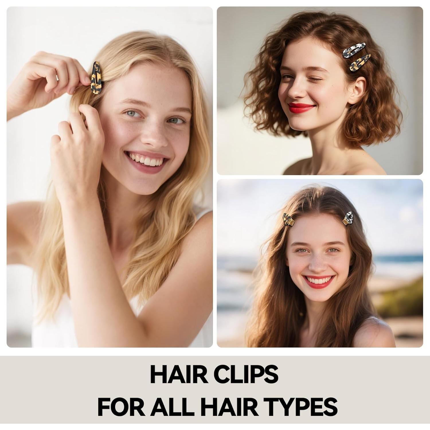 Pinzas para el cabello YIERSO de acetato negro 4 unidades