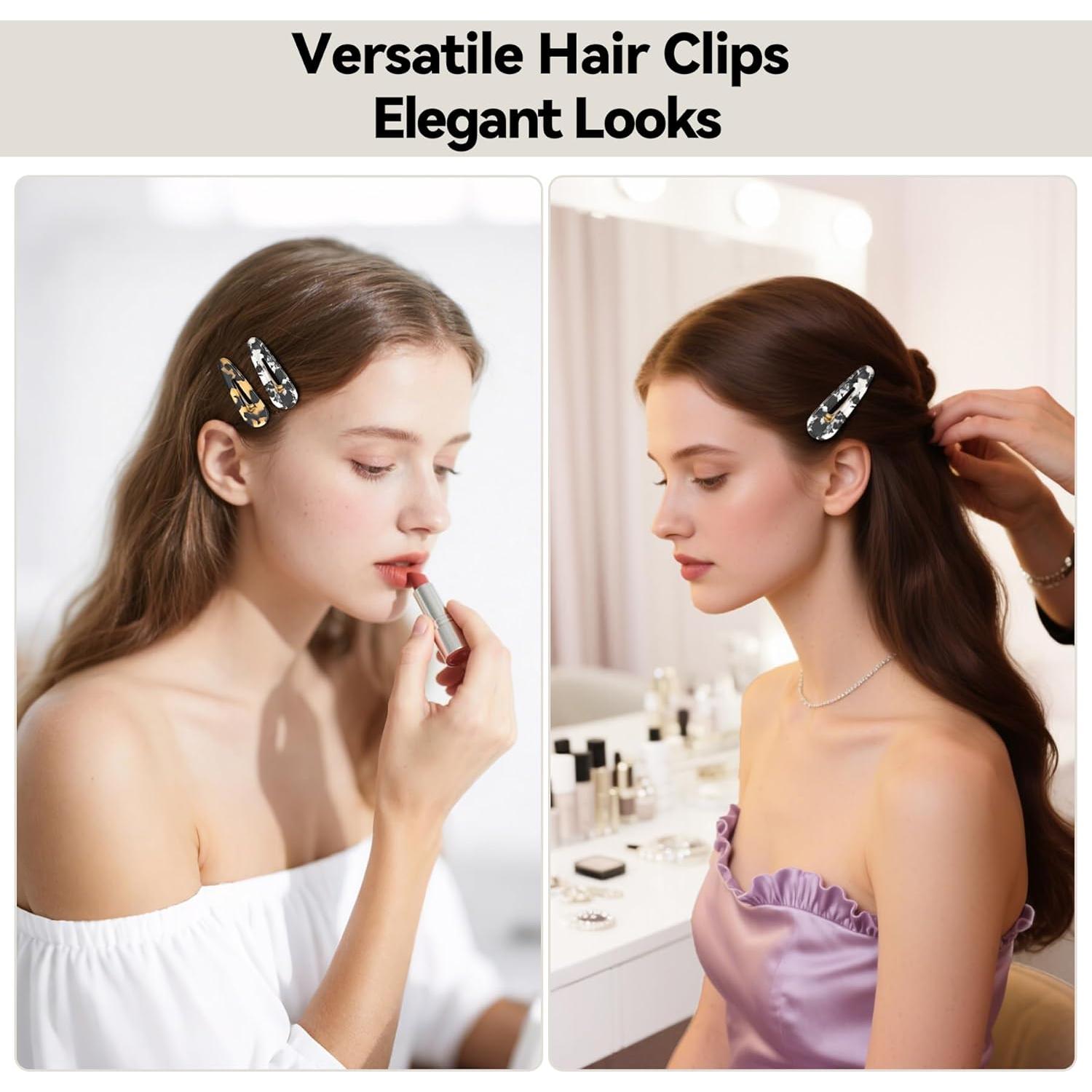 Pinzas para el cabello YIERSO de acetato negro 4 unidades