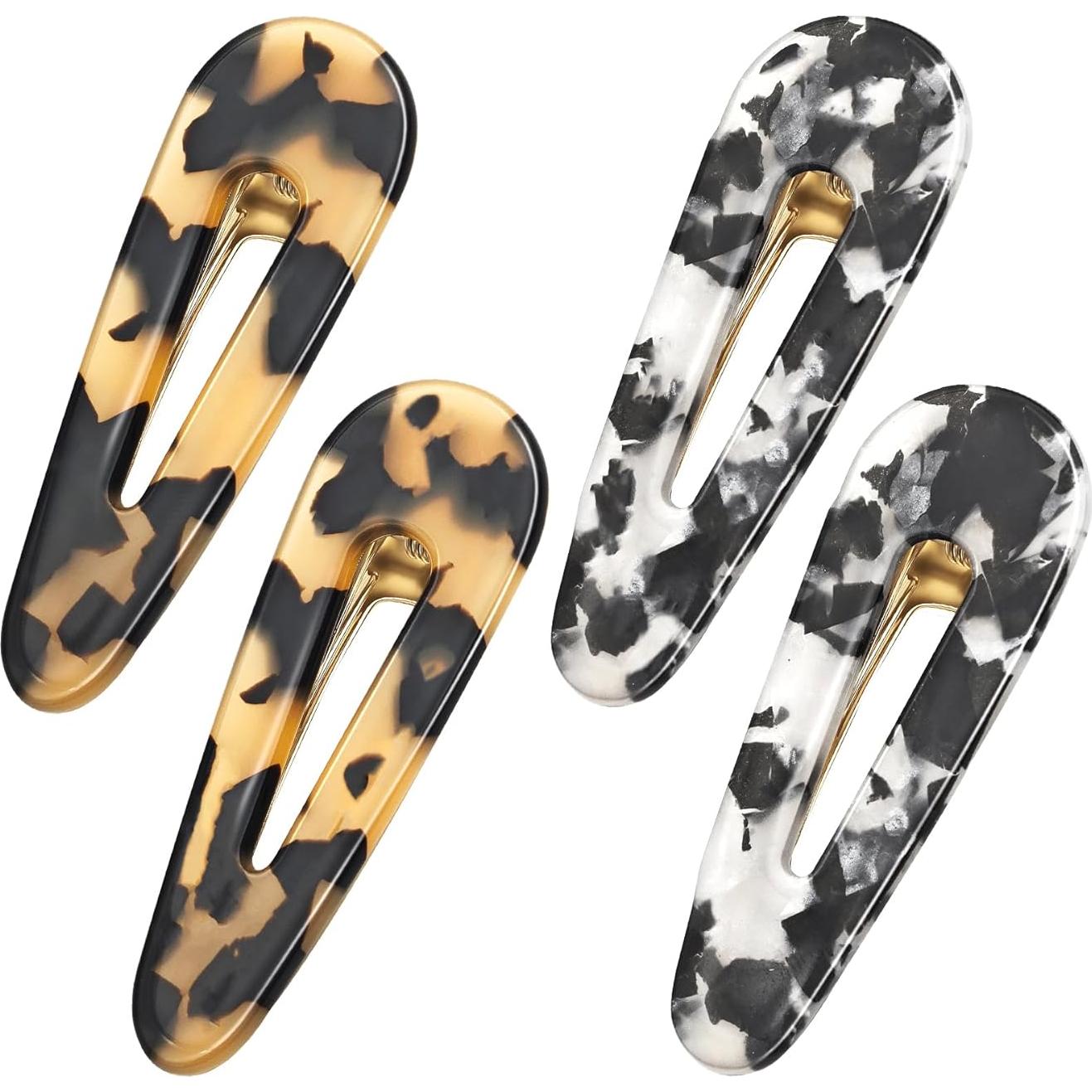 Pinzas para el cabello YIERSO de acetato negro 4 unidades