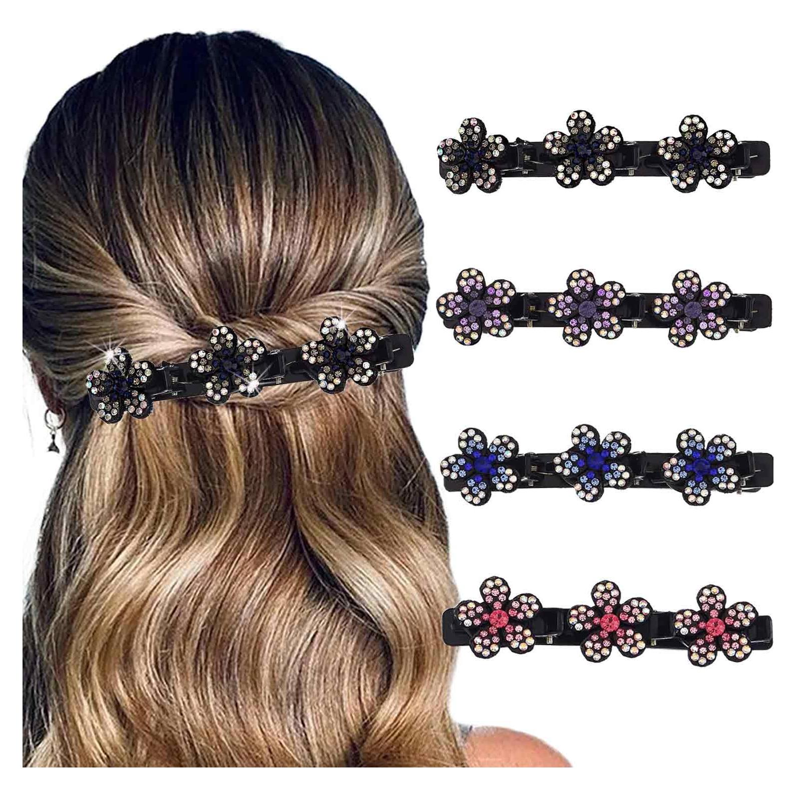 Clip para Cabello Trenzado Outyua con Strass - 4 Piezas