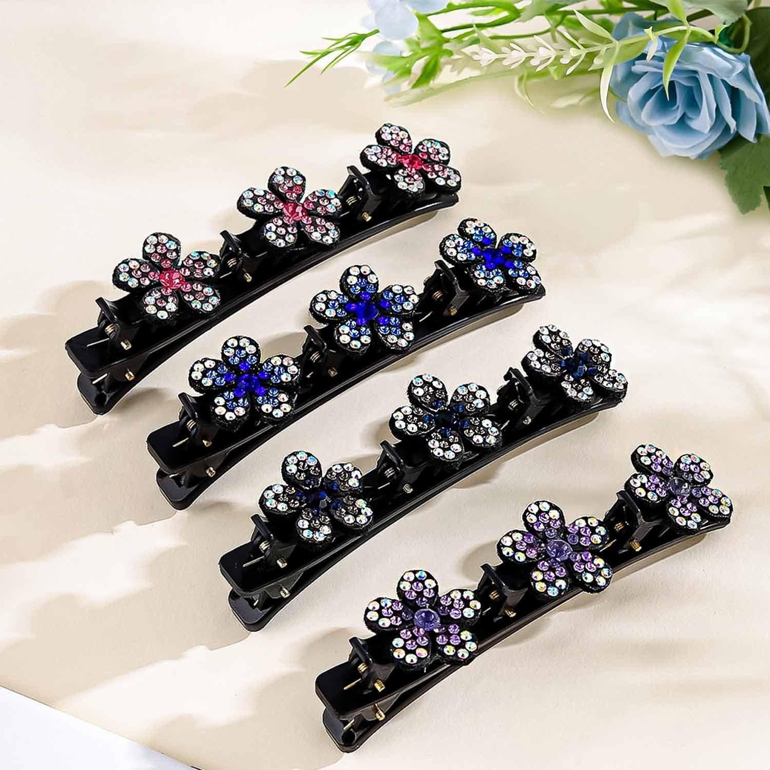 Clip para Cabello Trenzado Outyua con Strass - 4 Piezas