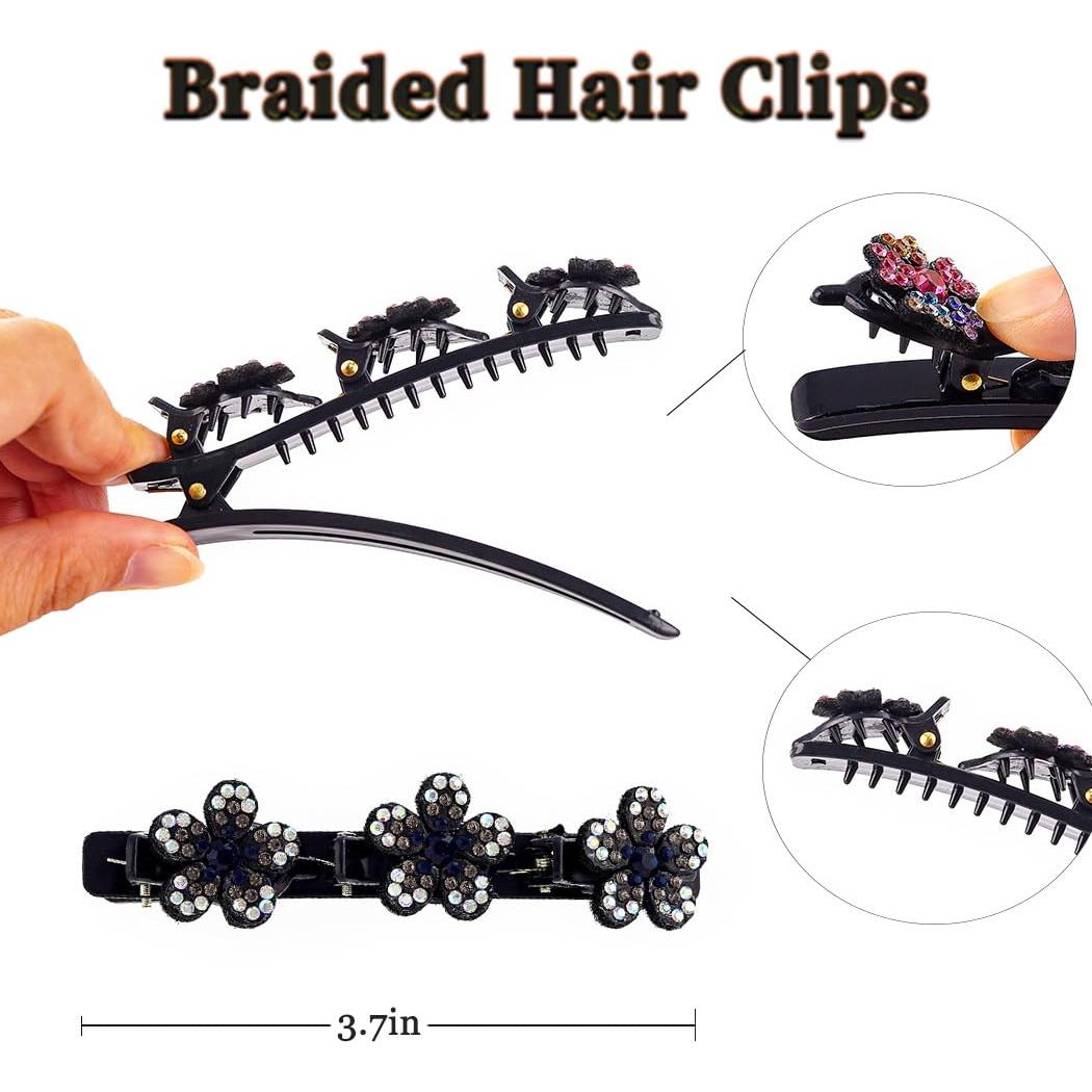 Clip para Cabello Trenzado Outyua con Strass - 4 Piezas
