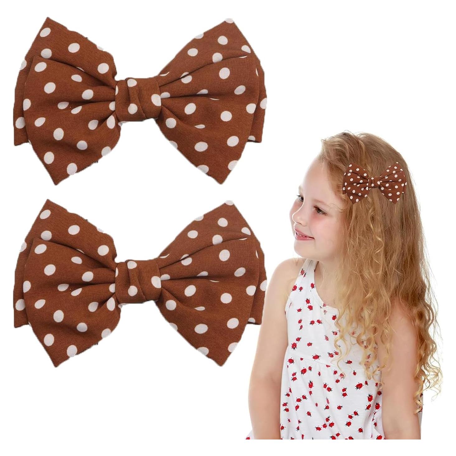 Clip de cabello con lazo de lunares Besaleck - Khaki