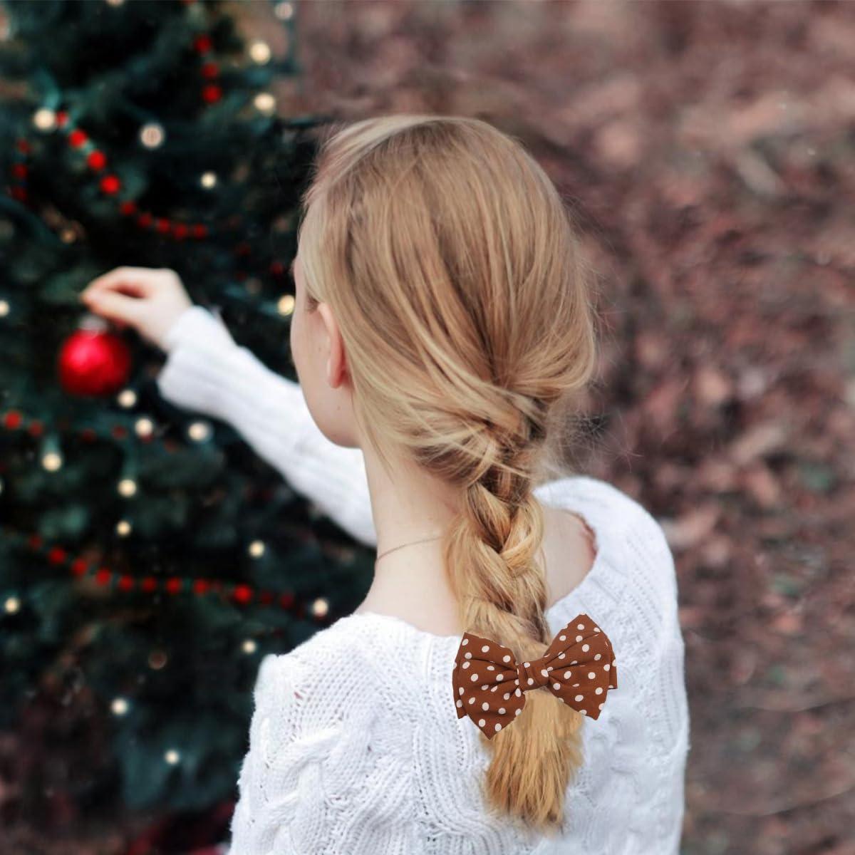 Clip de cabello con lazo de lunares Besaleck - Khaki