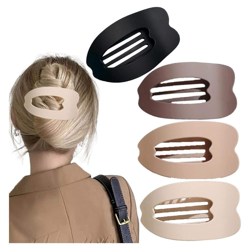 Pinzas de Pelo Planas Genéricas 4Pcs Fuerte Sujeción Colores Neutros