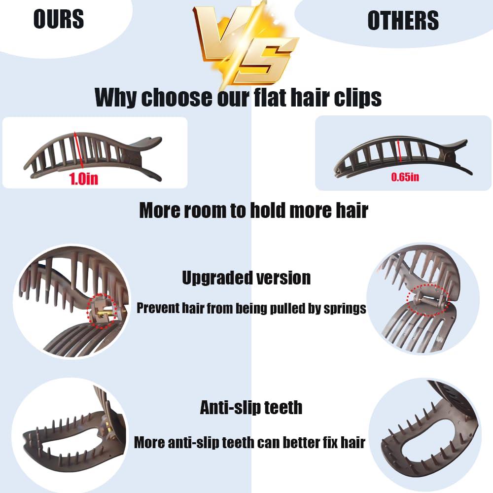 Pinzas de Pelo Planas Genéricas 4Pcs Fuerte Sujeción Colores Neutros