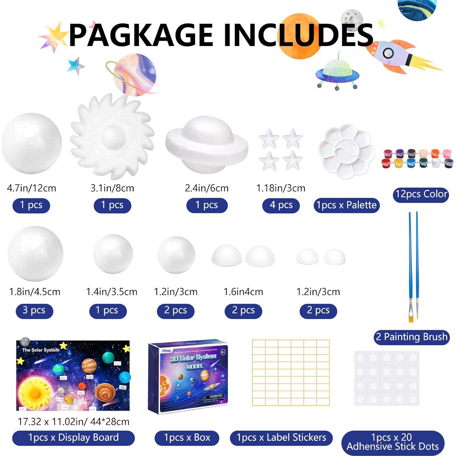 Kit 3D del Sistema Solar Pllieay con Tablero y 17 Bolas