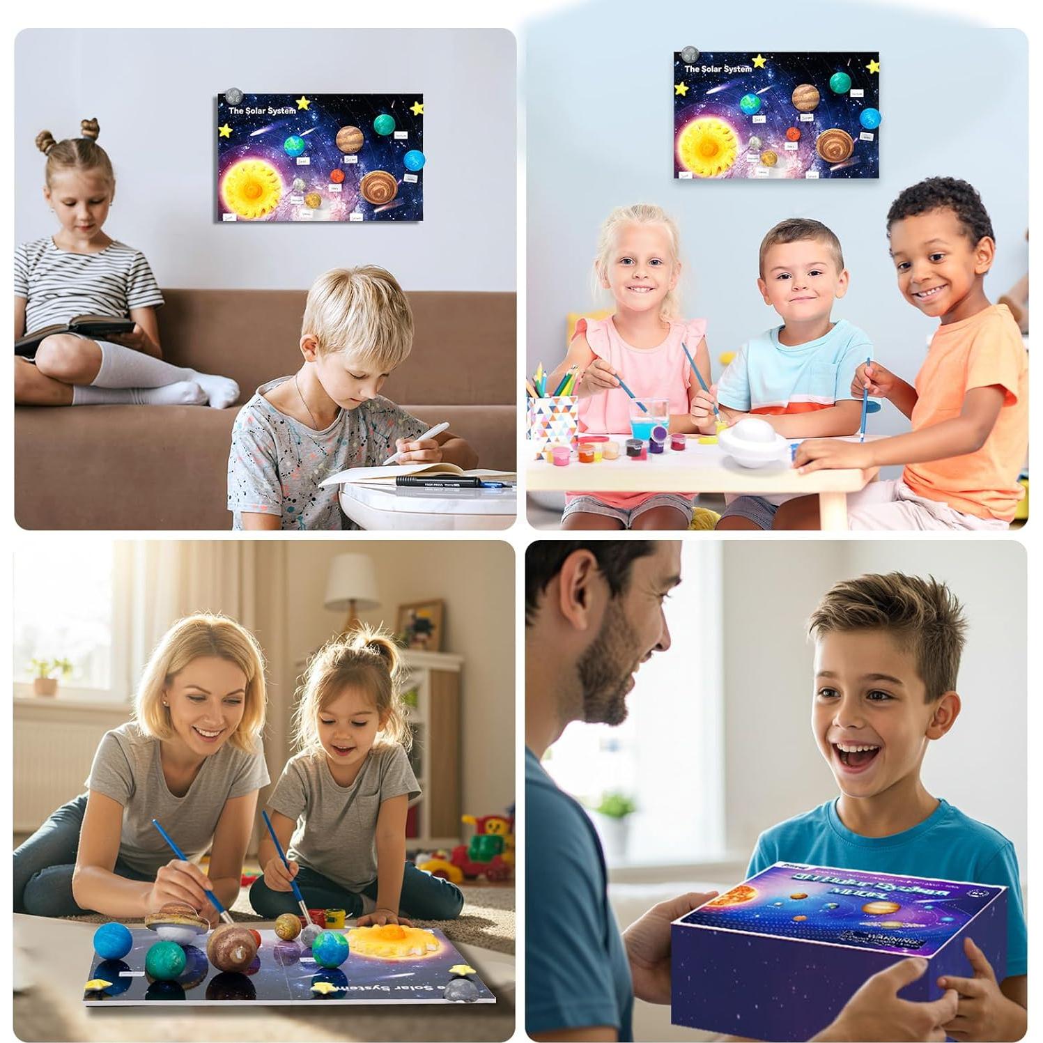 Kit 3D del Sistema Solar Pllieay con Tablero y 17 Bolas