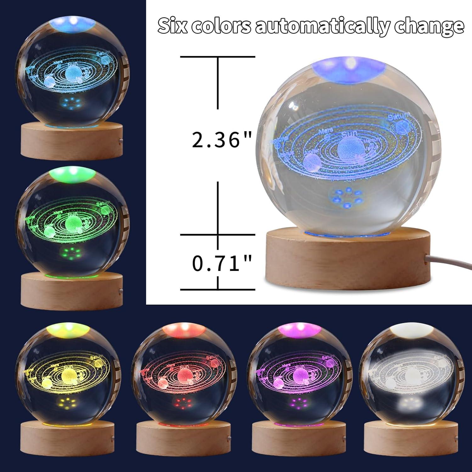 Bola de Cristal 3D del Sistema Solar ERSGREAT 60mm Iluminada