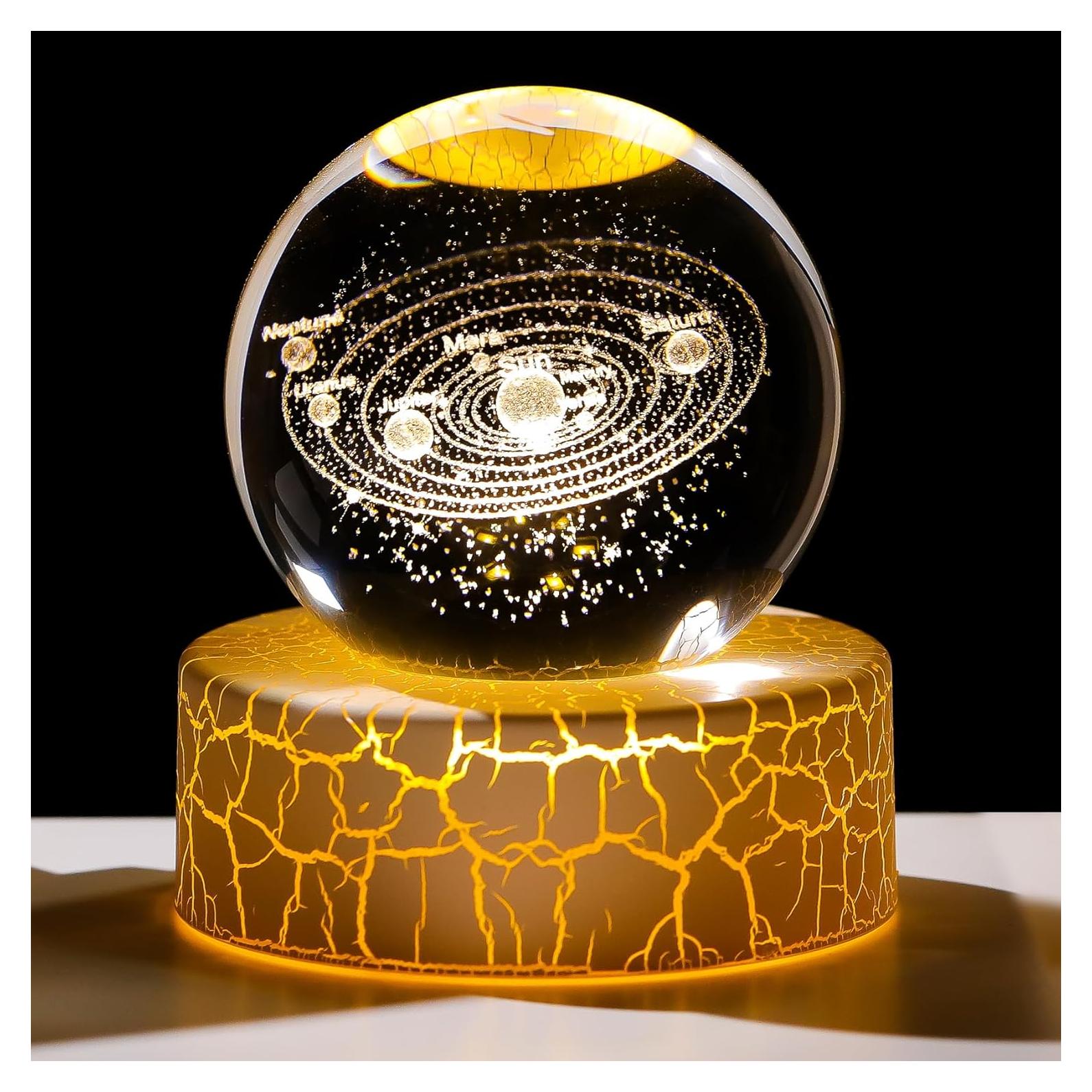 Bola de Cristal 3D Sistema Solar Arikyrist 6cm con Luz LED