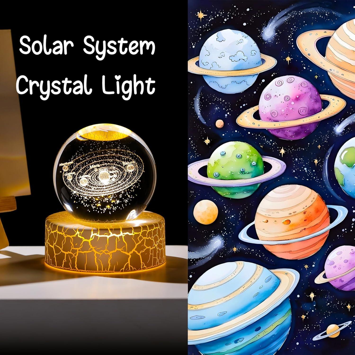 Bola de Cristal 3D Sistema Solar Arikyrist 6cm con Luz LED