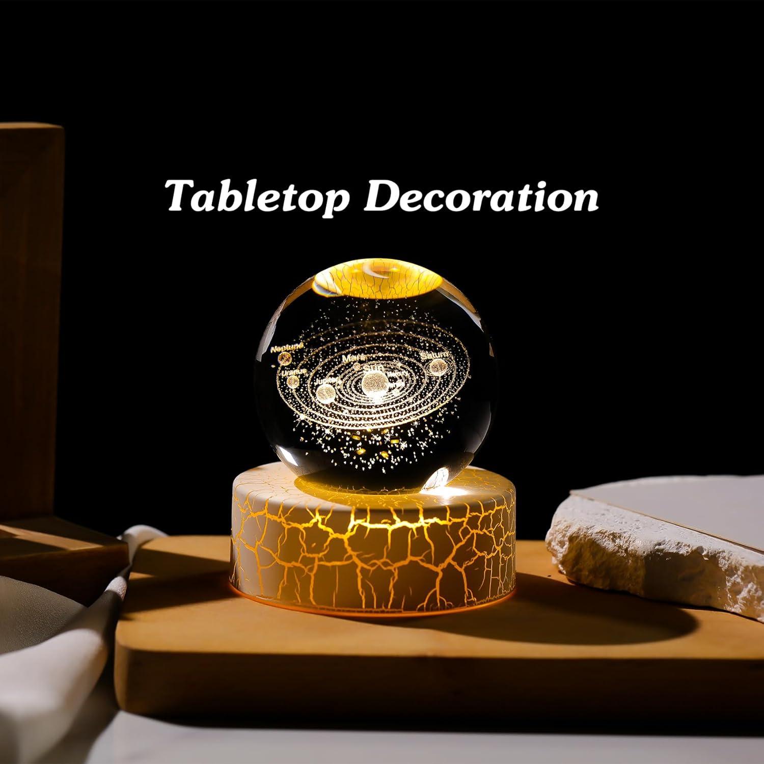 Bola de Cristal 3D Sistema Solar Arikyrist 6cm con Luz LED