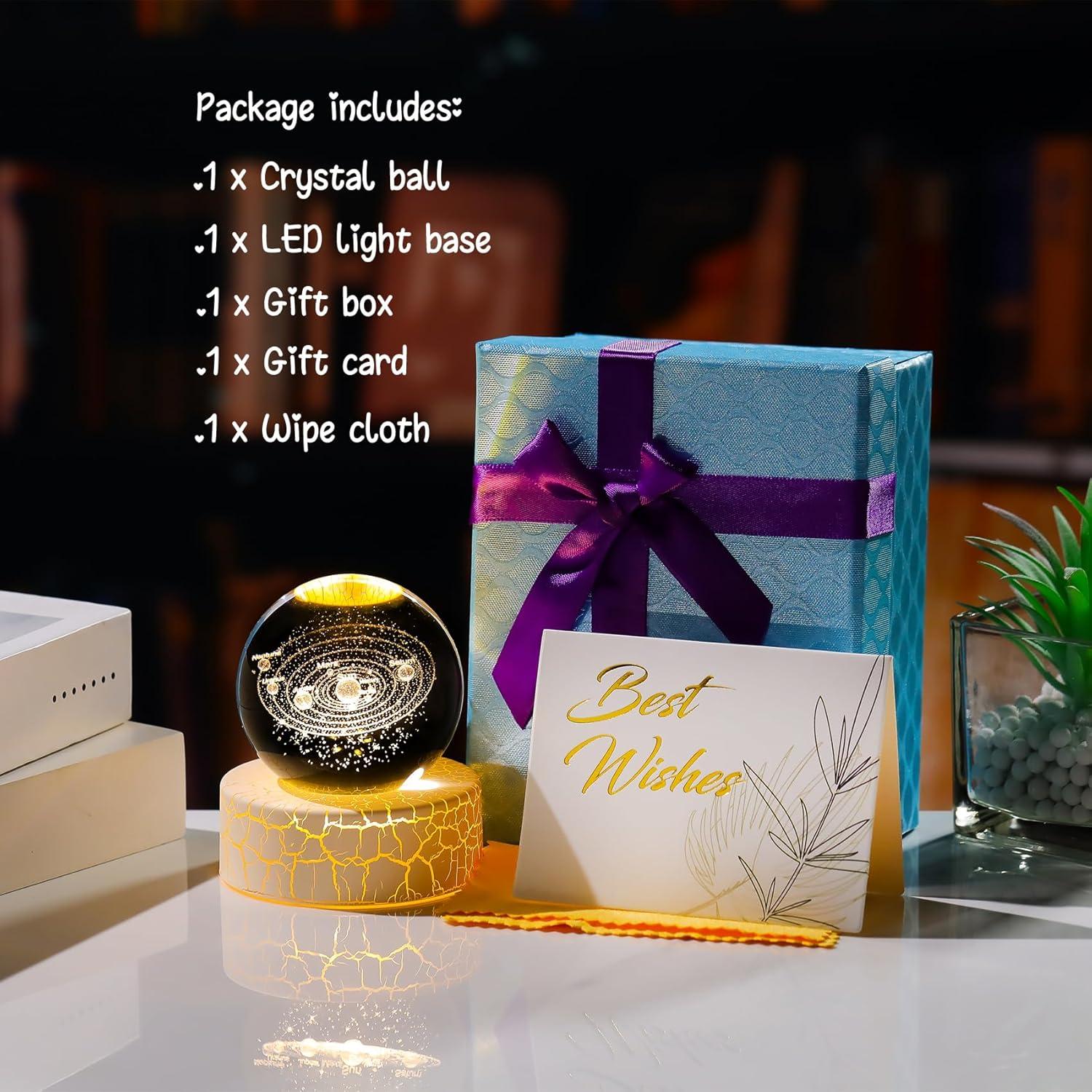 Bola de Cristal 3D Sistema Solar Arikyrist 6cm con Luz LED