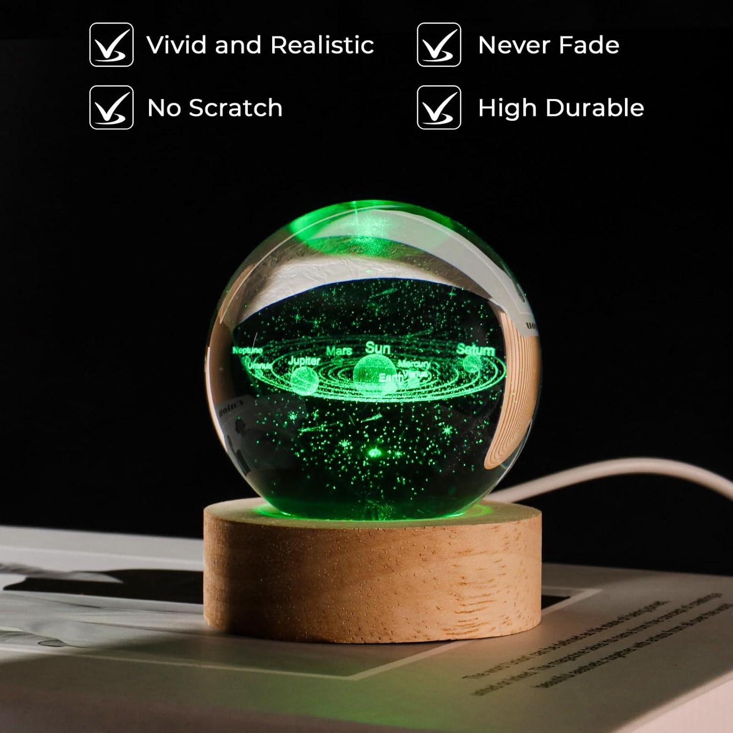 Bola de Cristal 3D Sistema Solar COQIRAUSEN 60mm Decorativa