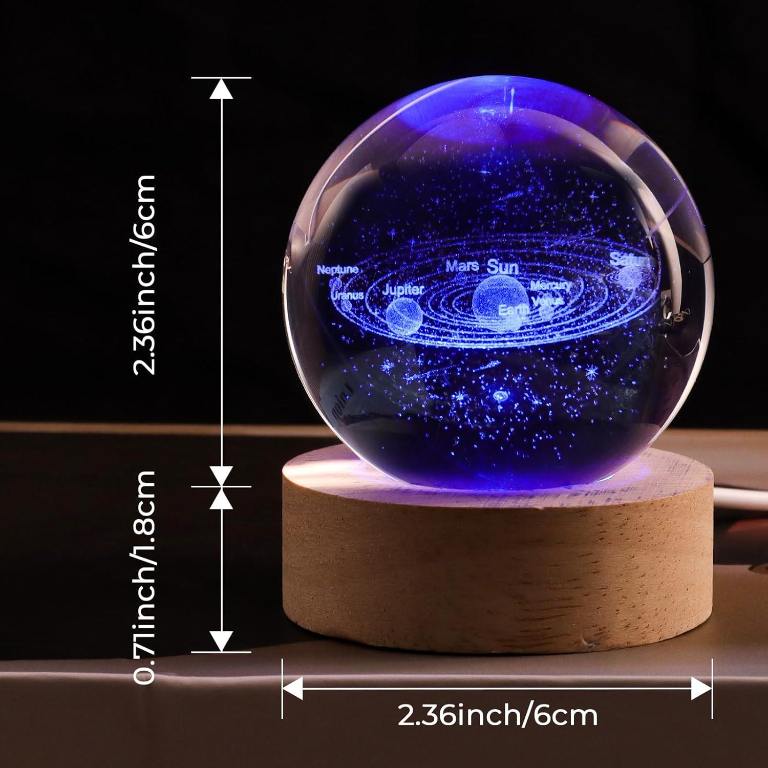 Bola de Cristal 3D Sistema Solar COQIRAUSEN 60mm Decorativa