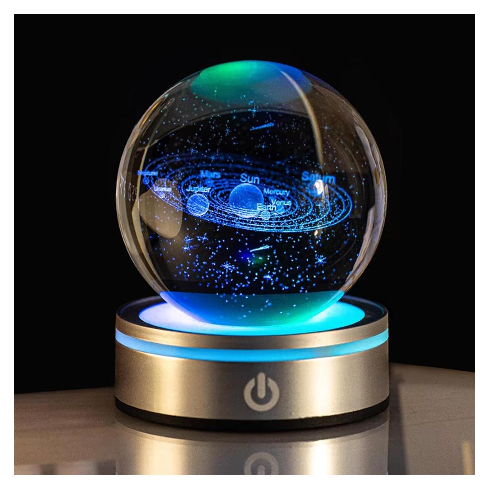 Bola de Cristal 3D Sistema Solar FANFEIYUE con Base LED 8 cm
