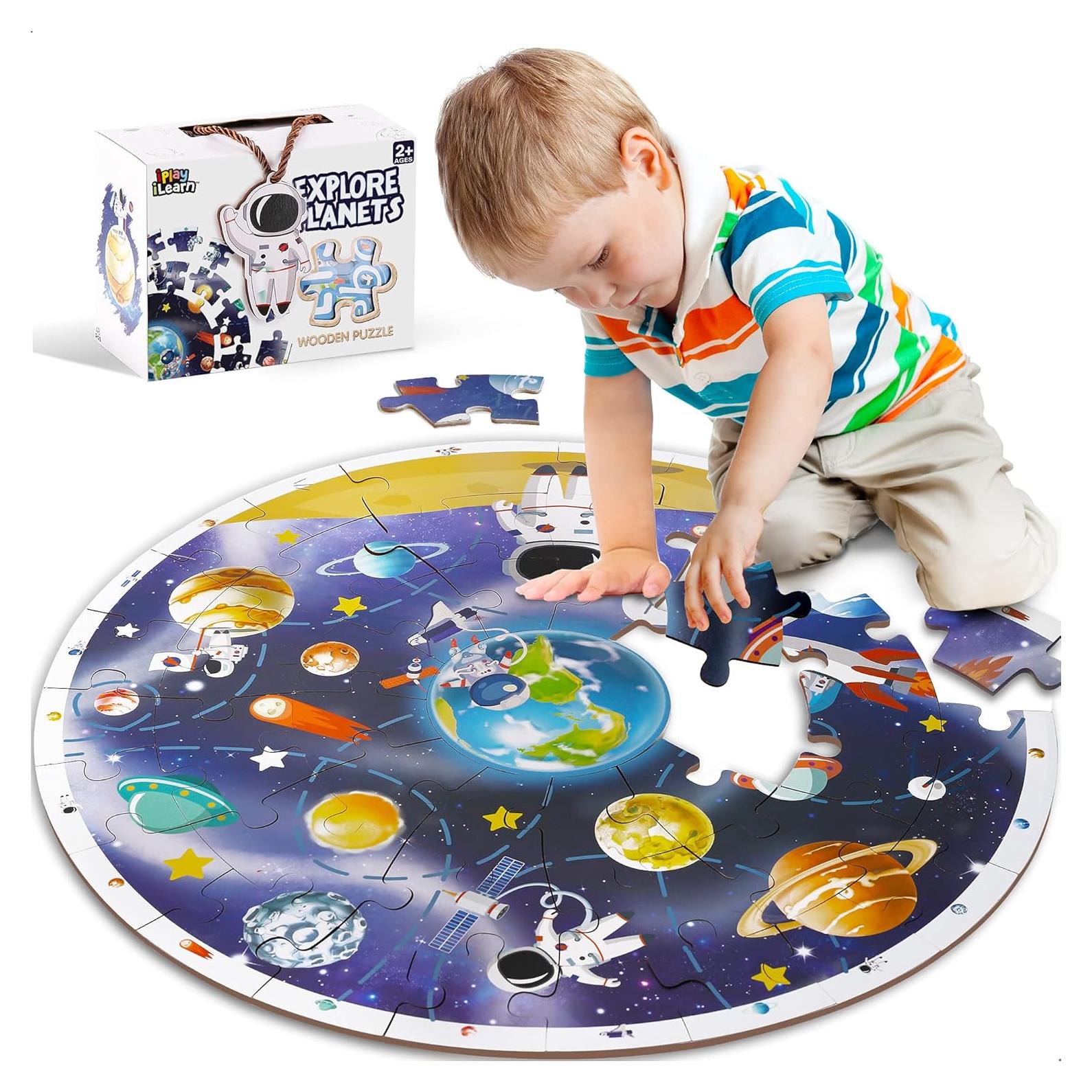 Rompecabezas de Suelo iPlay, iLearn 48 Piezas Madera Educativo