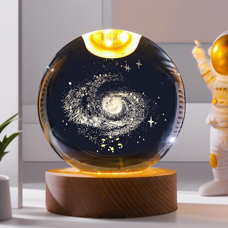 Bola de Cristal Solar 3D YISHANGFA con Base de Madera LED 60 mm