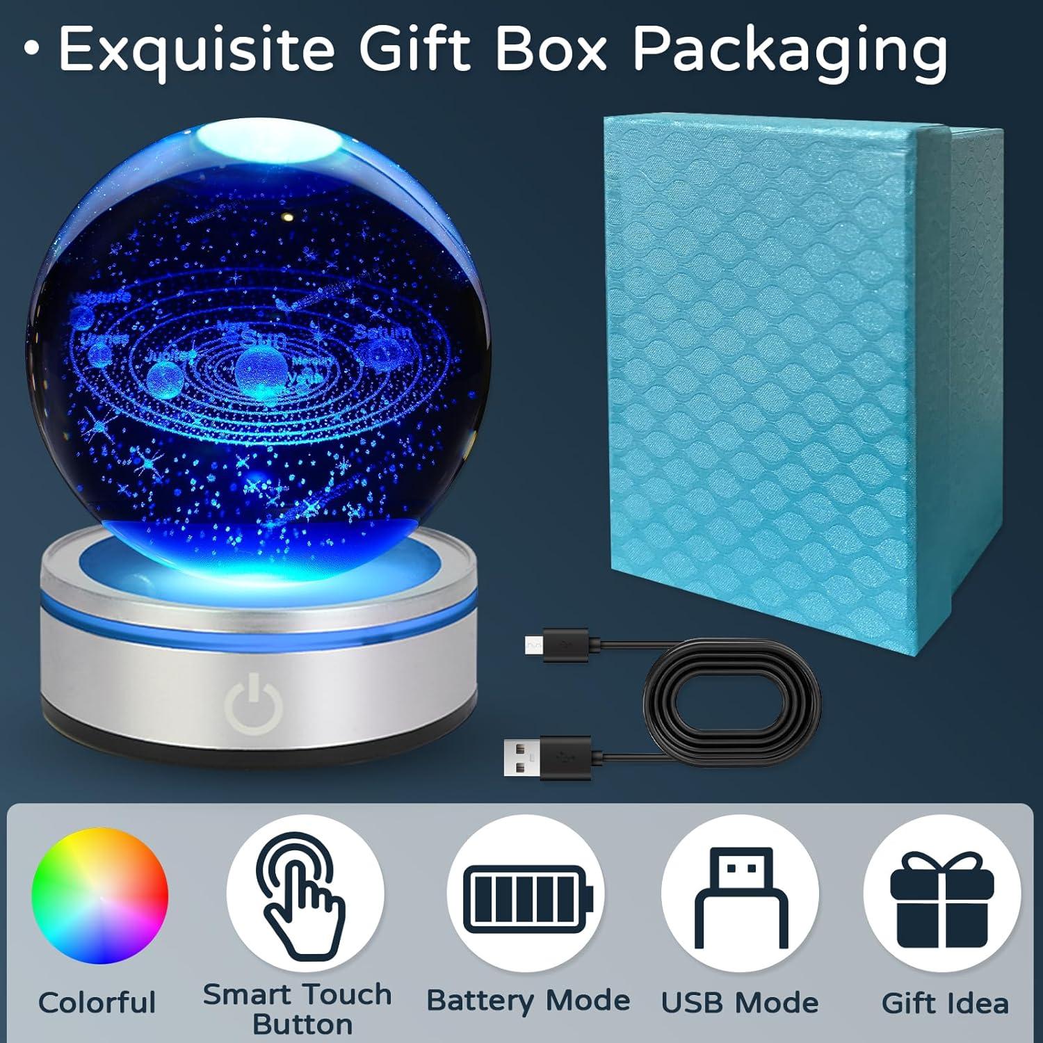 Lámpara de Noche 3D Huntalg Sistema Solar LED 8 cm