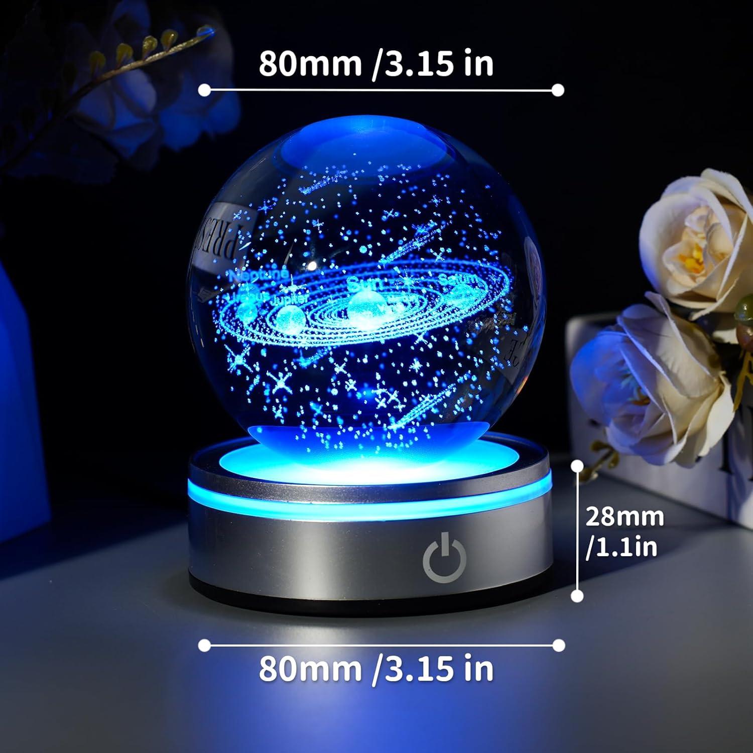 Lámpara de Noche 3D Huntalg Sistema Solar LED 8 cm