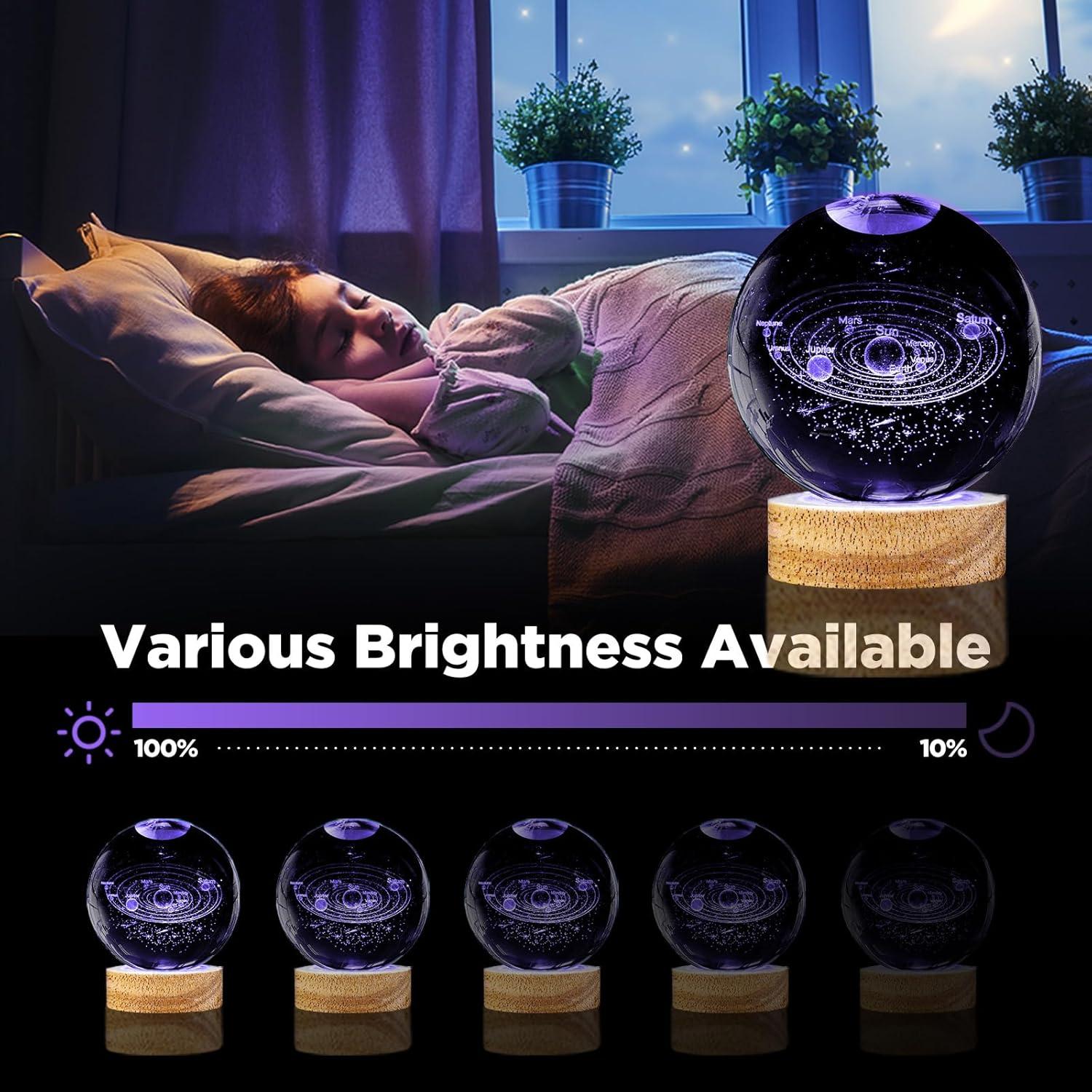 Lámpara de Noche 3D DCORIUNTG Cristal K9 16 Colores 8 cm