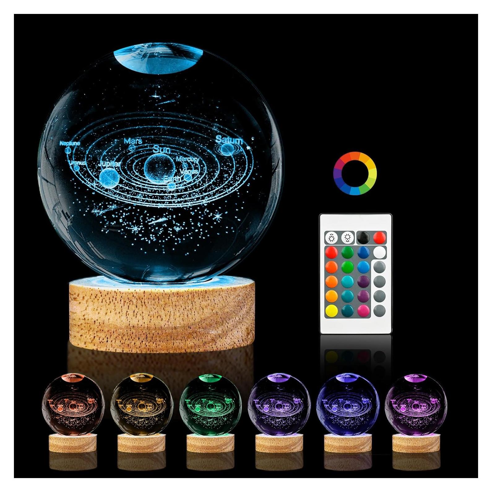 Luz Nocturna 3D Sistema Solar PYMIN3D con Control Remoto