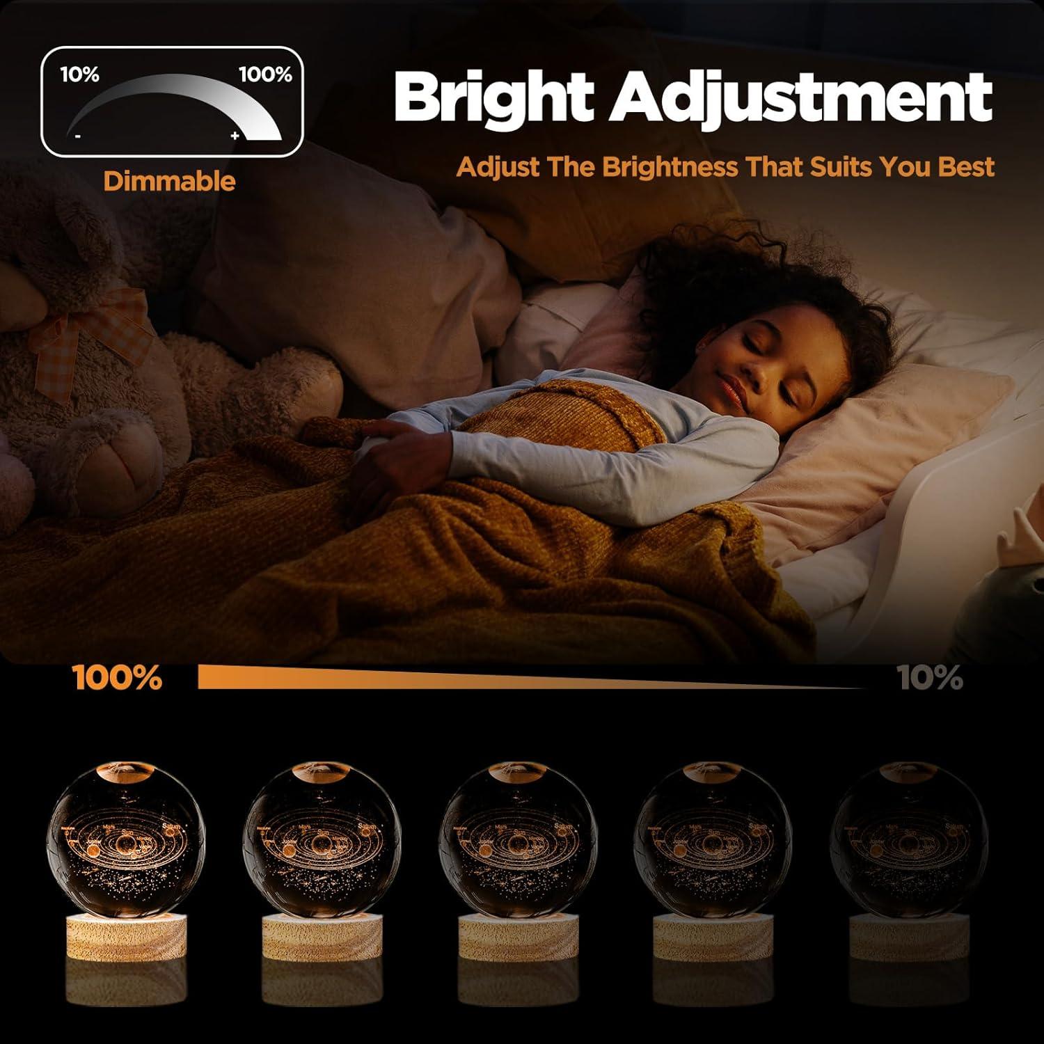 Luz Nocturna 3D Sistema Solar PYMIN3D con Control Remoto