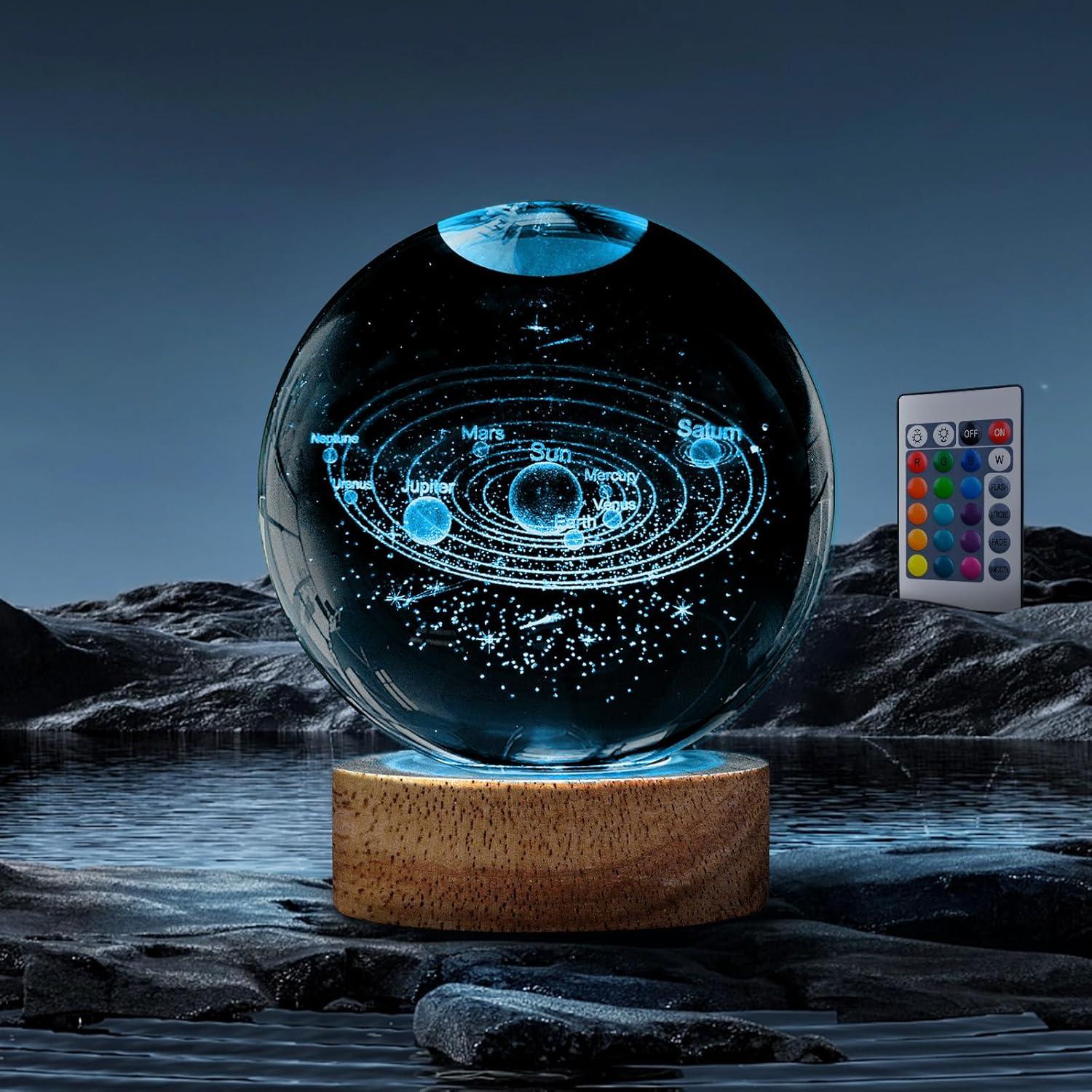 Luz Nocturna 3D Sistema Solar PYMIN3D con Control Remoto