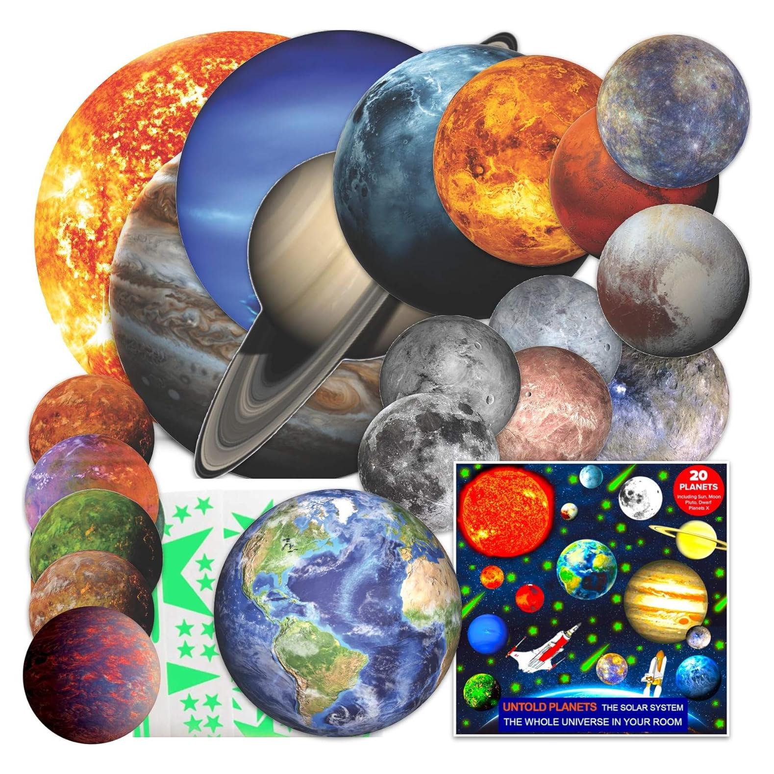 Calcomanías Brillantes en la Oscuridad 200 Piezas - PLANETAS NO CONTADOS