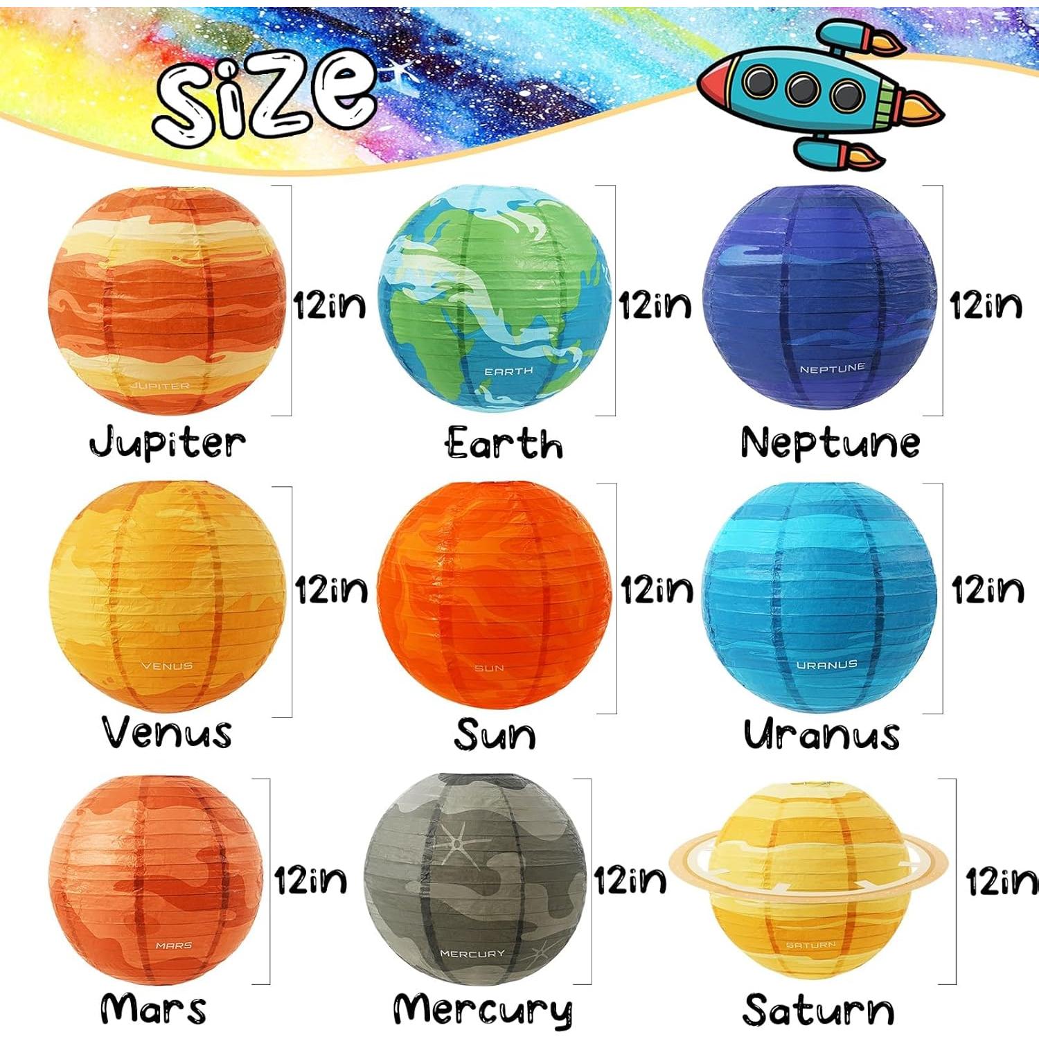 Linternas de Papel del Sistema Solar Yazabai 30.48 cm 9PCS