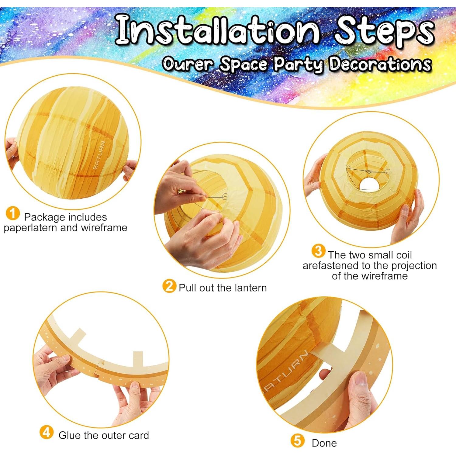 Linternas de Papel del Sistema Solar Yazabai 30.48 cm 9PCS