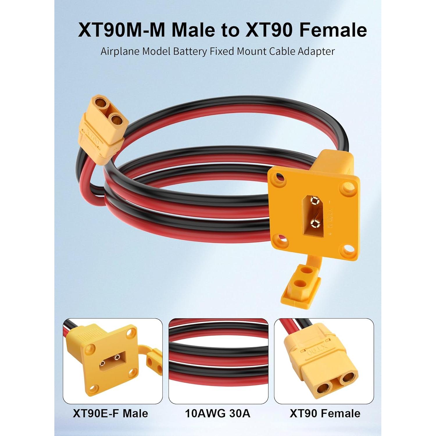 Cable de Montaje en Panel 10AWG XT90 YACSEJAO 1M Alta Corriente