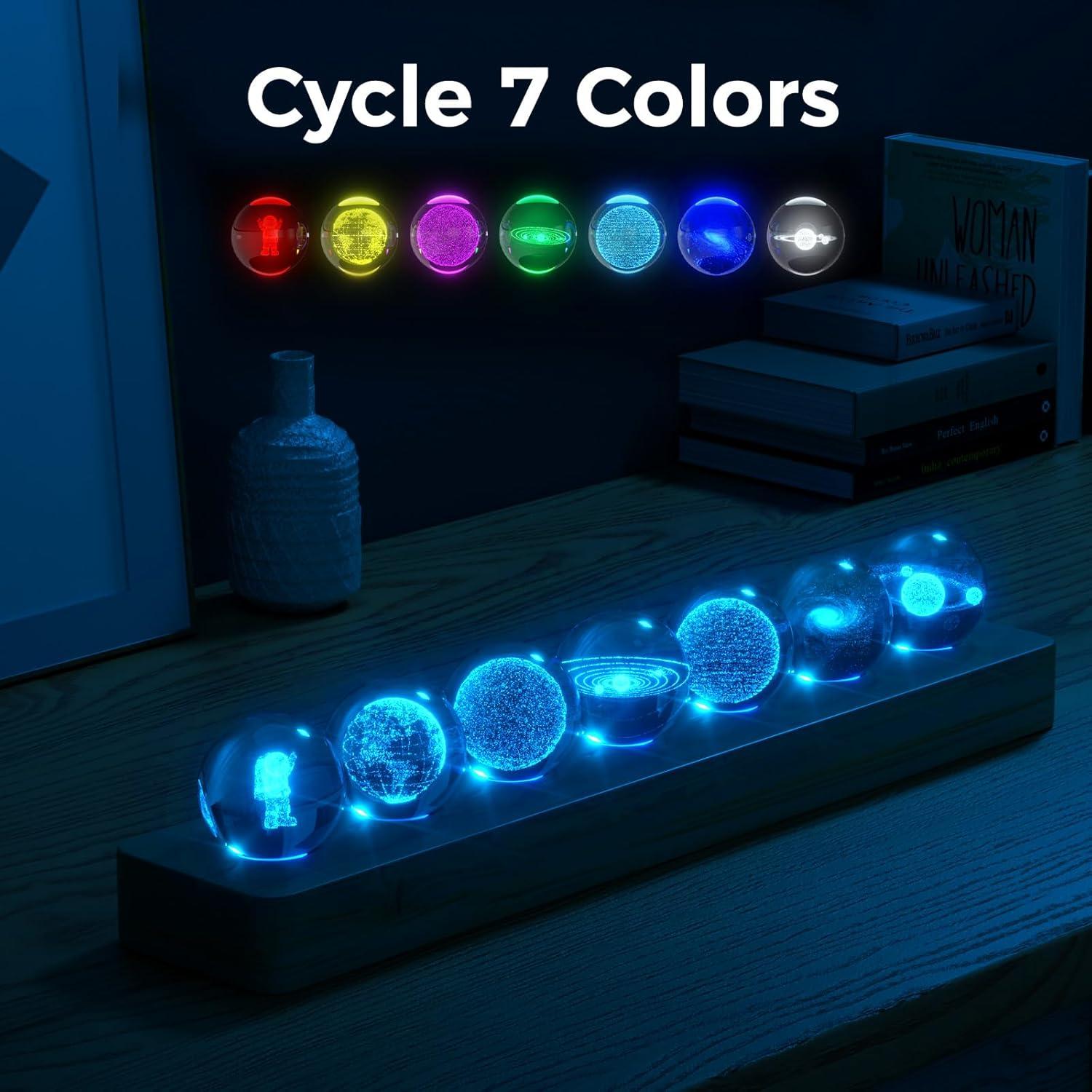 Bola de Cristal 3D Sistema Solar LED Mihoho 31cm Luz Nocturna