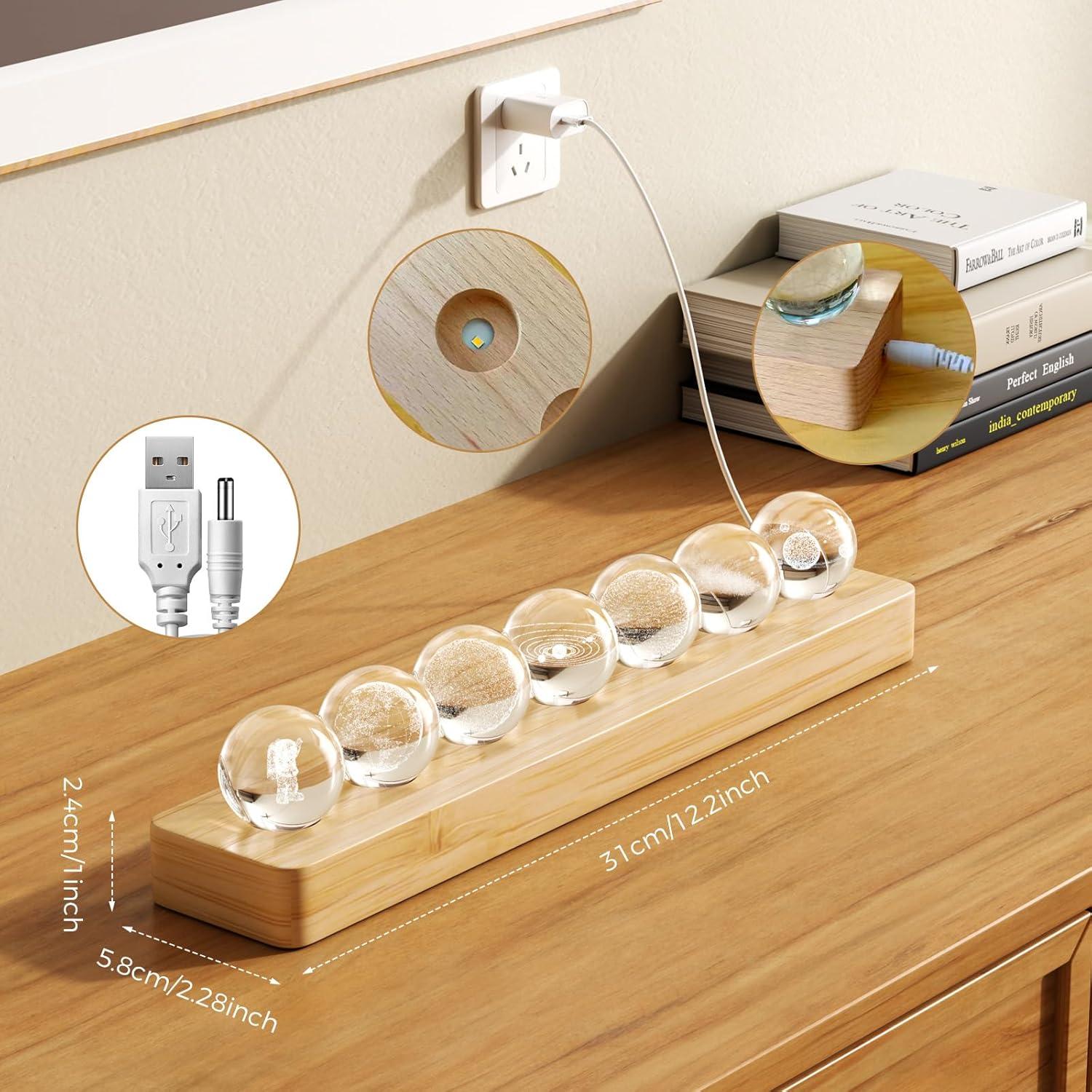 Bola de Cristal 3D Sistema Solar LED Mihoho 31cm Luz Nocturna