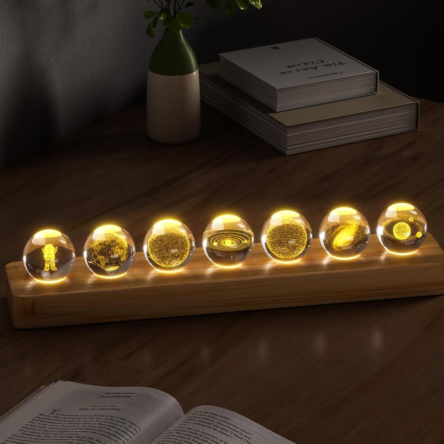 Bola de Cristal 3D Sistema Solar LED Mihoho 31cm Luz Nocturna