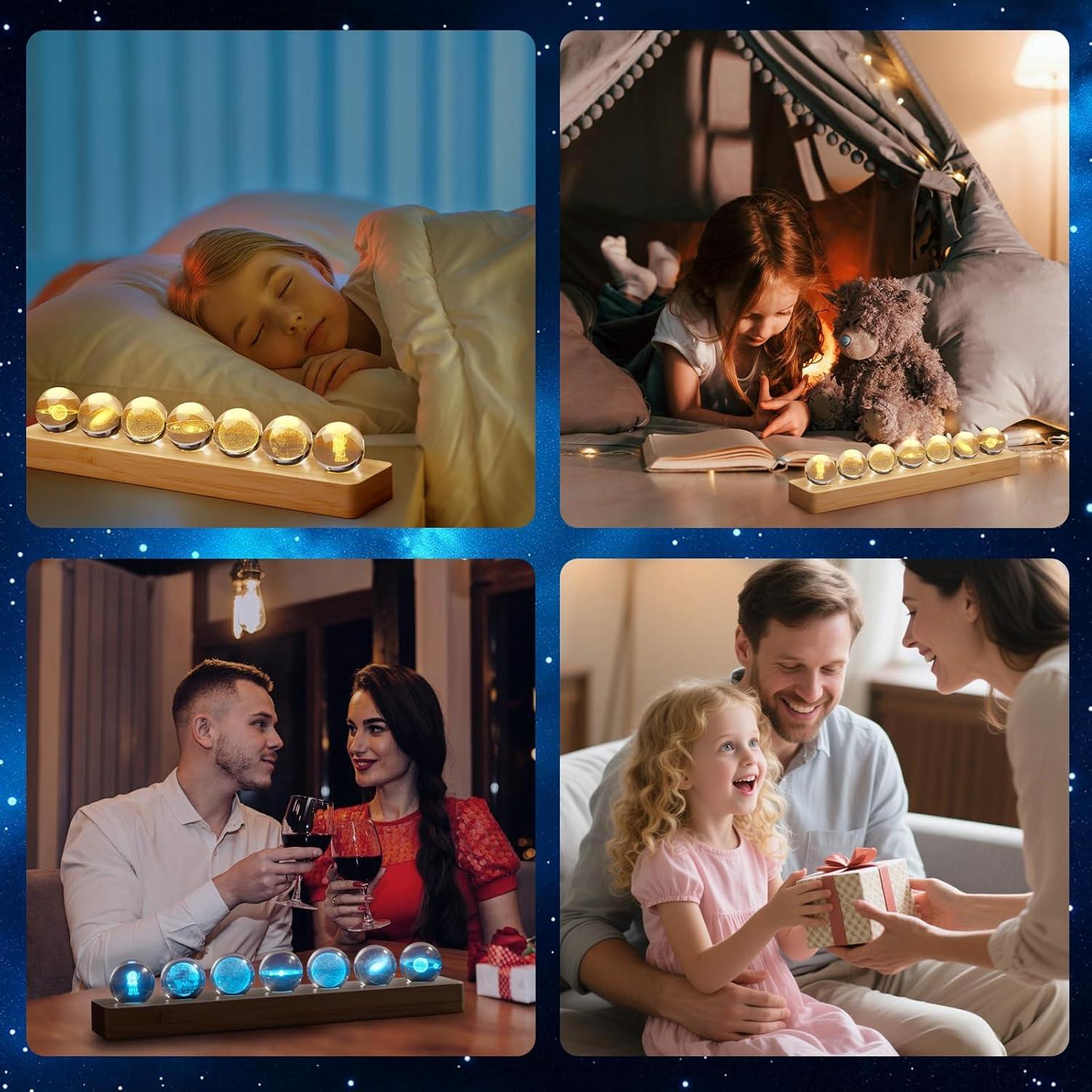 Bola de Cristal 3D Sistema Solar LED Mihoho 31cm Luz Nocturna