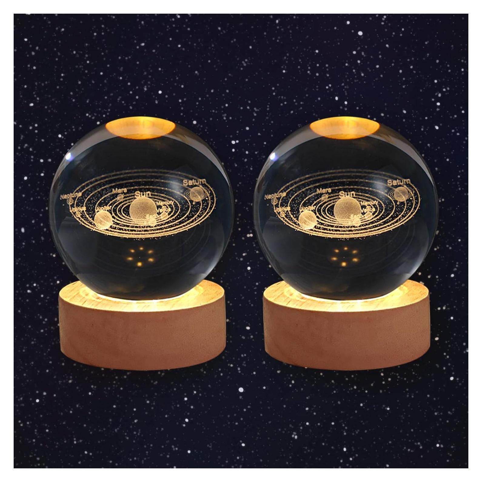 Luz Nocturna Esférica 3D Cokiyaya Sistema Solar USB 6cm