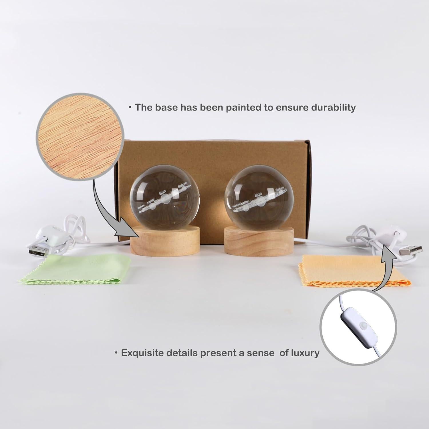 Luz Nocturna Esférica 3D Cokiyaya Sistema Solar USB 6cm