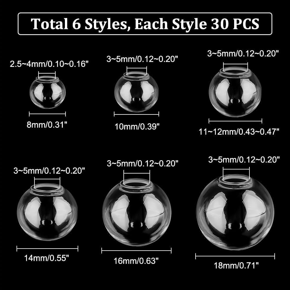 PH PandaHall 180pcs Mini Botellas de Vidrio 8-18mm para DIY