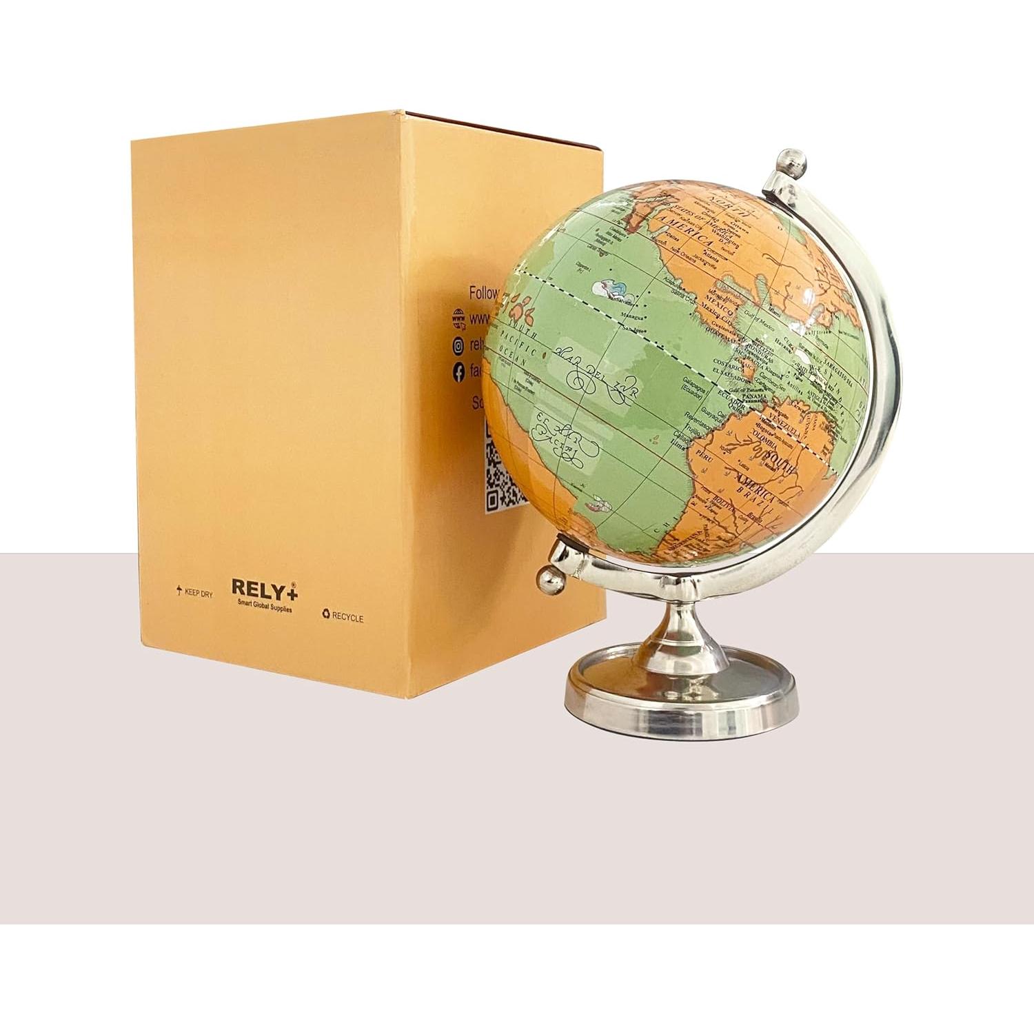 Globo Terráqueo Vintage Rely+ 15.24 cm con Base de Metal