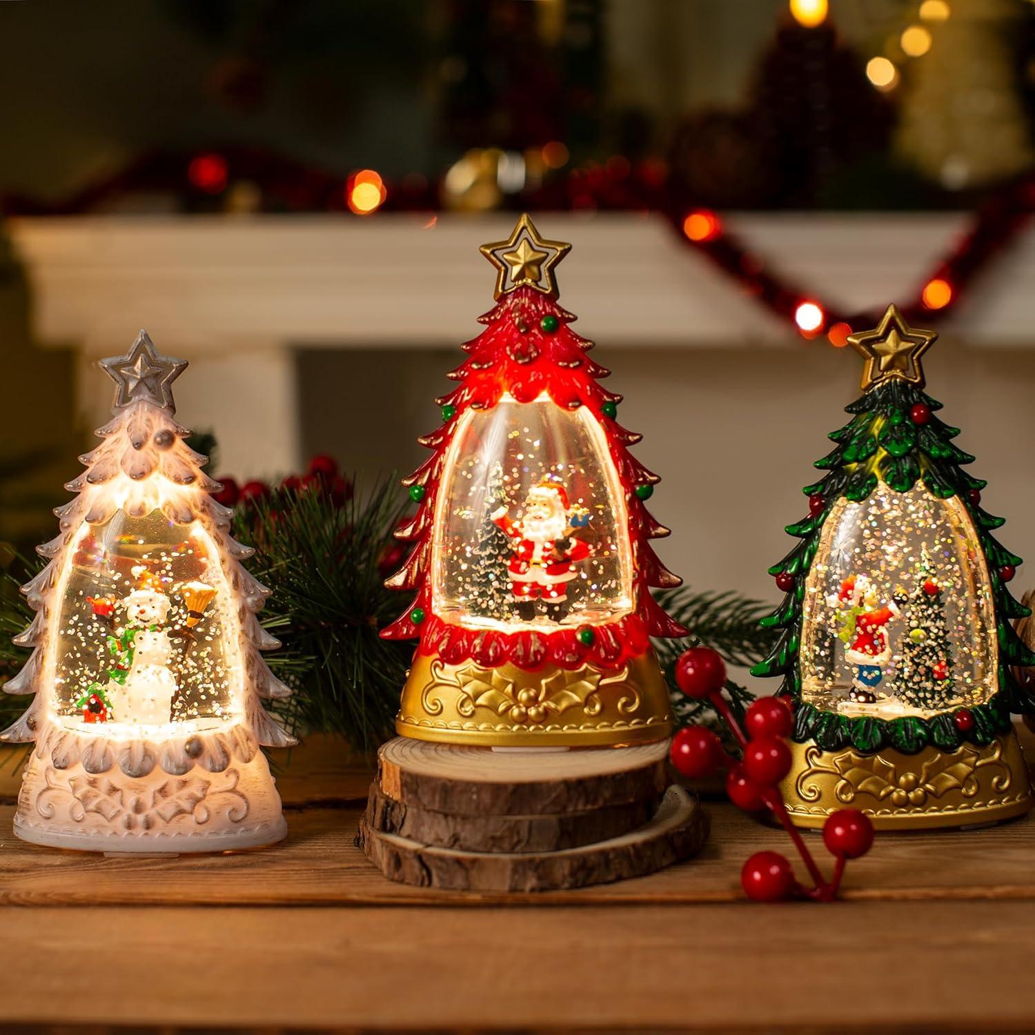 Mini Globo de Nieve Navidad Verde con Niño 15cm