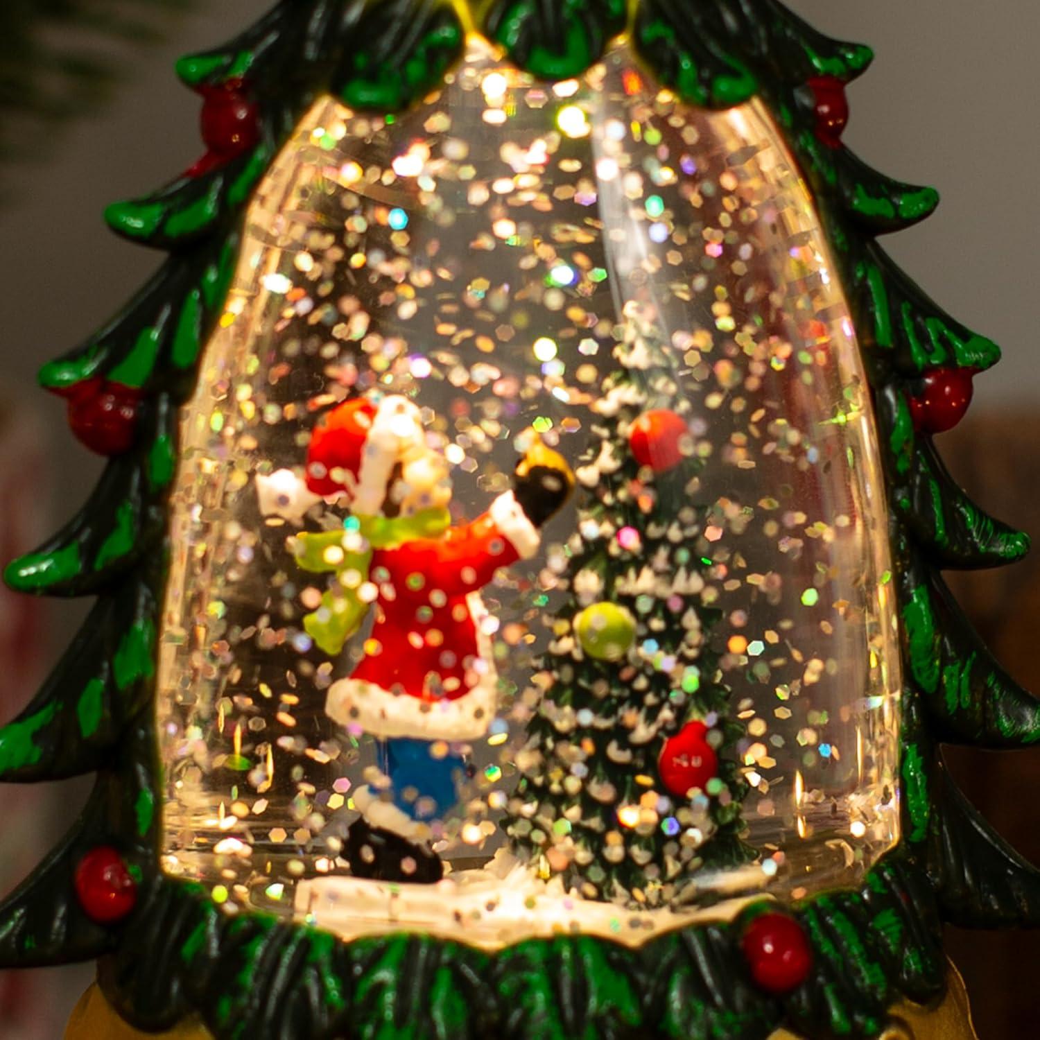 Mini Globo de Nieve Navidad Verde con Niño 15cm