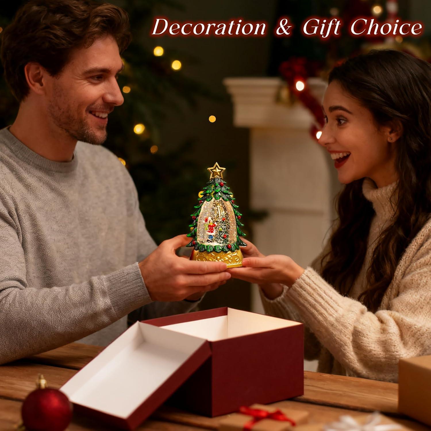 Mini Globo de Nieve Navidad Verde con Niño 15cm