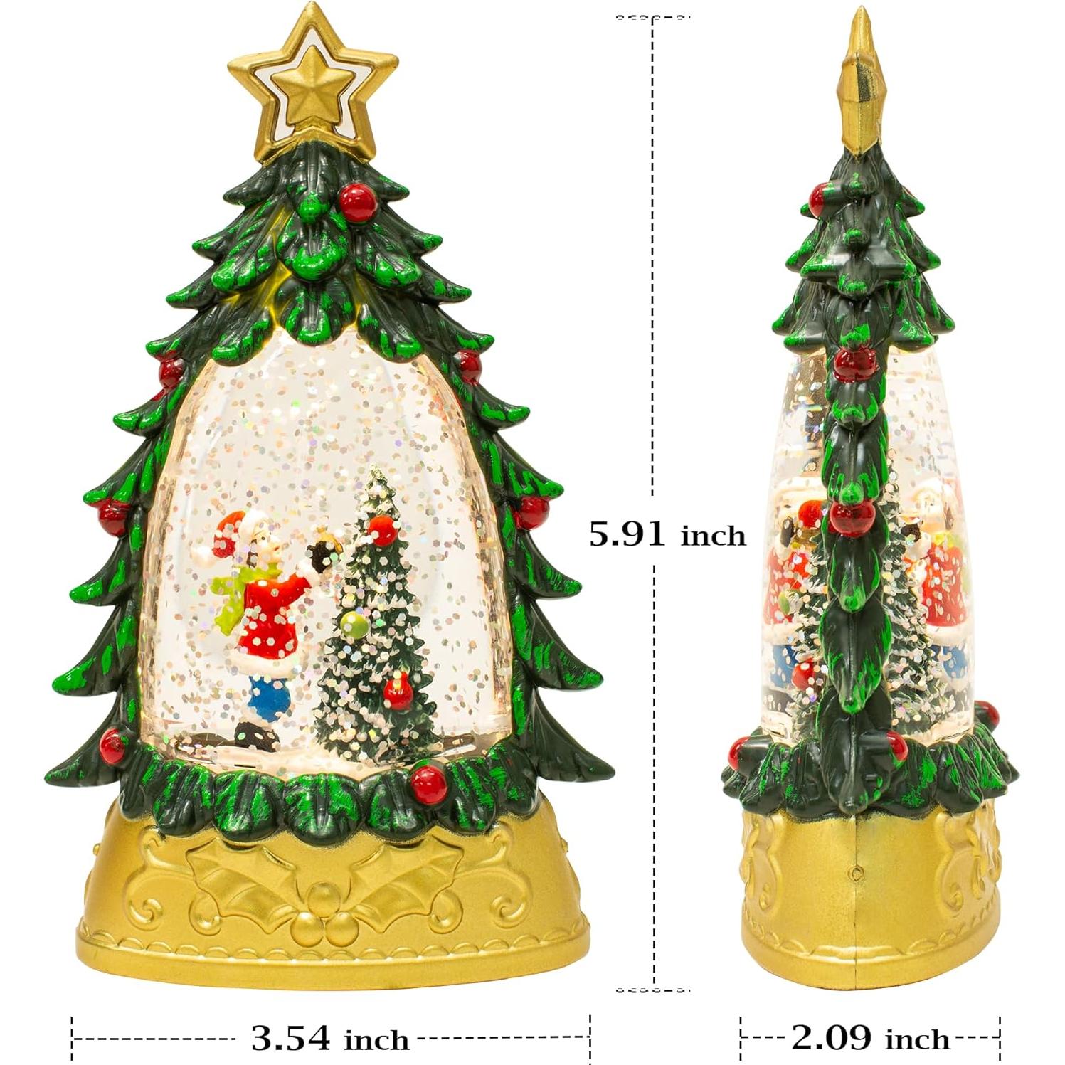 Mini Globo de Nieve Navidad Verde con Niño 15cm