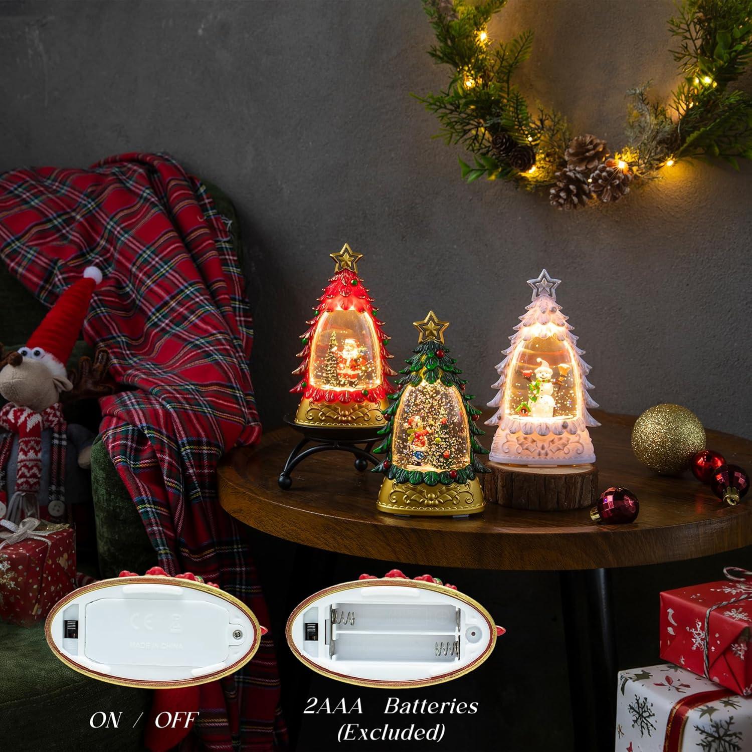 Mini Globo de Nieve Navidad Verde con Niño 15cm